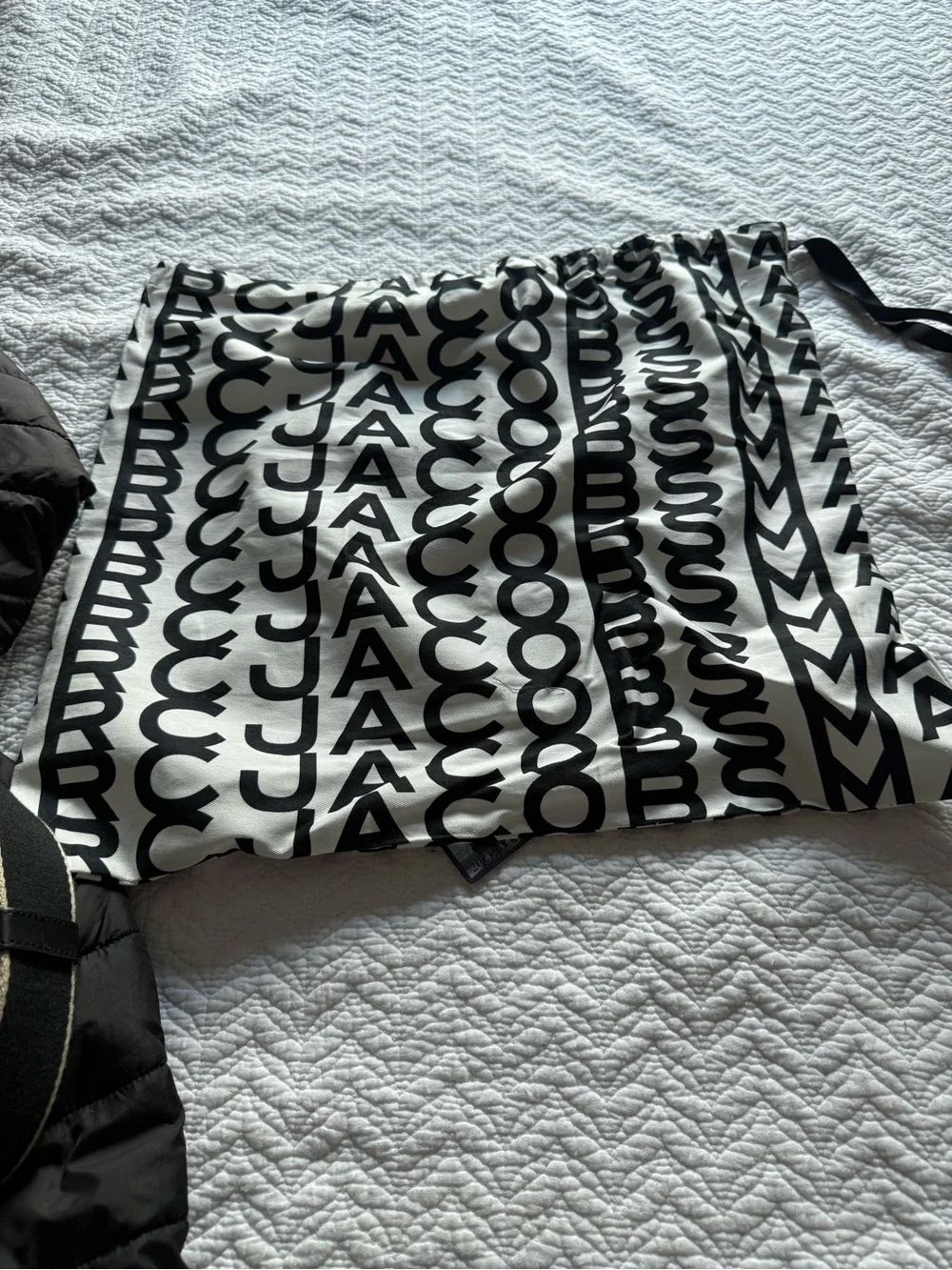 Marc Jacobs Black Canvas 'The Tote Bag' with White Trim